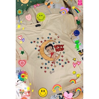 🚀พร้อมส่ง🚀 เสื้อยืด ผ้า zara  ลาย betty boop moon