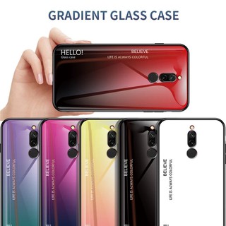 พร้อมส่ง[ส่งจากไทย] Case Xiaomi Redmi 8 เคสกระจกสองสี เคสกันกระแทก ขอบนิ่ม เคสกระจกไล่สี สินค้าใหม่