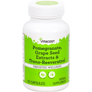 Vitacost Pomegranate Grape Seed Extracts Trans-Resveratrol 60 Capsules