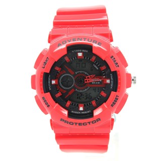 Submariner นาฬิกาข้อมือผู้หญิงและเด็ก สายยาง 2 ระบบ(เข็มและDigital)-SS20045(Red)