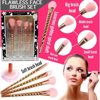 Flawless face brush set ชุดแปรงแต่งปลายเกลียวทองหรู