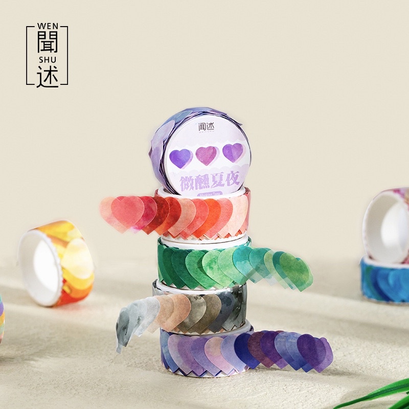 <ใหม่! > สติ๊กเกอร์ หัวใจสีจาง 100ดวง 8แบบ สติ๊กเกอร์ตกแต่ง, เทปวาชิ, เครื่องเขียน