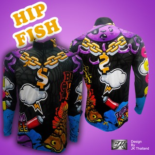 เสื้อตกปลา JK Thailand  เสื้อสำหรับกีฬากิจกรรมกลางแจ้ง ลาย  Hip Fish ป้องกันรังสี UV 80% แห้งเร็ว