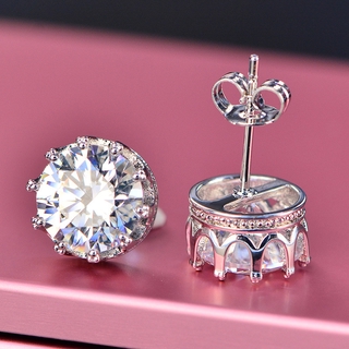 อเมริกันนำเข้า D สี Moissanite มงกุฎต่างหูสตั๊ดซูเปอร์แฟลชคาร์บอนสูงเพชร1กะรัตต่างหู Qu-1