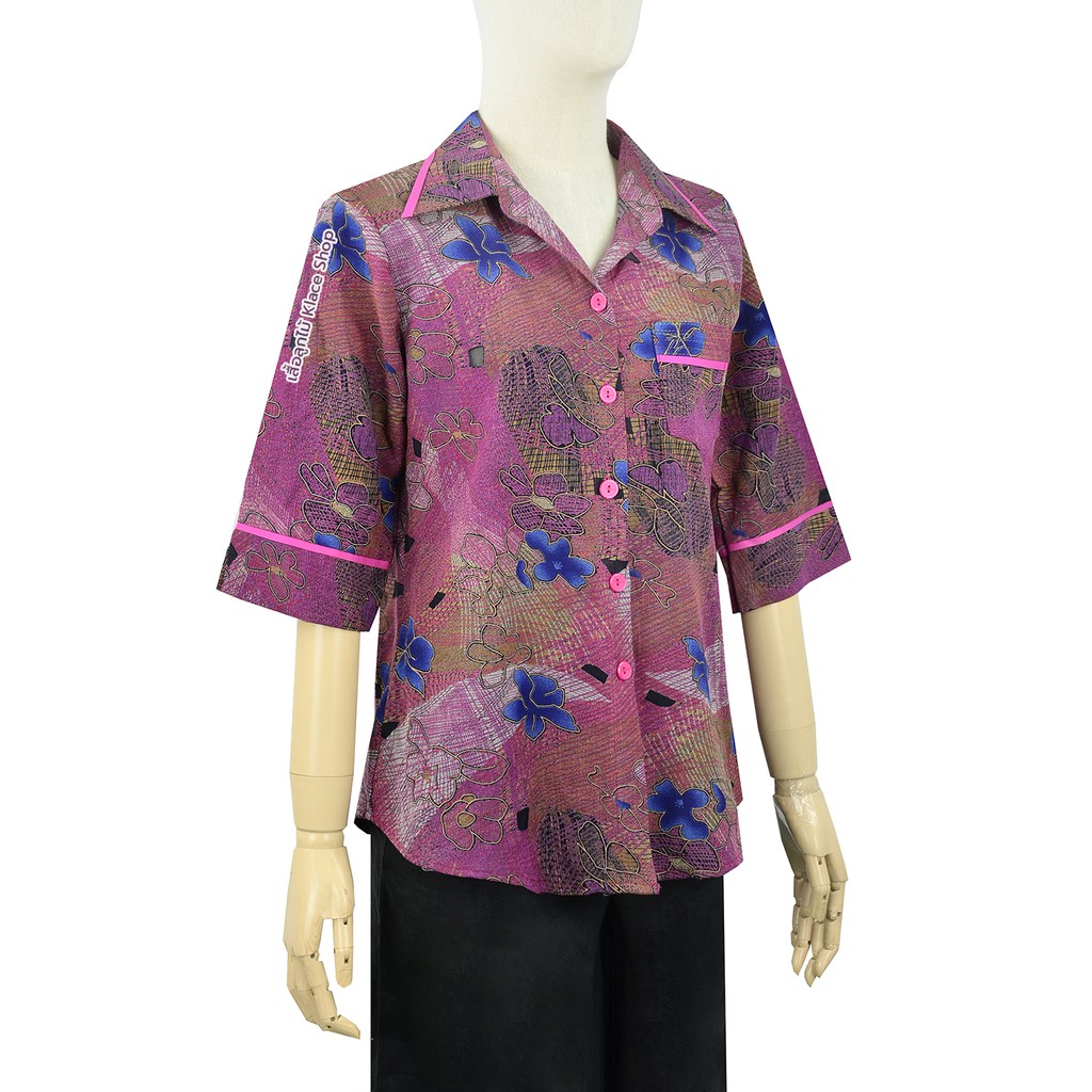 KLACES - เสื้อเชิ๊ต NUN844 ยี่ห้อนันท์ ลายดอกพุด ไซส์ 38 - 46