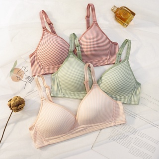 พร้อมส่งจากไทย💥Sanay Bra💥(N619)ชุดชั้นในลายสก๊อต มีฟองน้ำในตัว แนวเรโทรสีน่ารัก