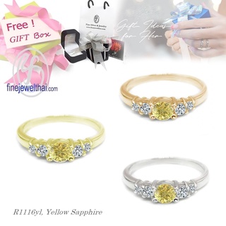 Finejewelthai-แหวนบุษราคัม-บุษราคัม-แหวนพลอย-พลอยแท้-แหวนเงินแท้-Yellow-Sapphire-Silver-Ring-Birthstone-R1116yl