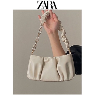 Zara กระเป๋าสะพายไหล่ จับจีบ ระดับไฮเอนด์ แฟชั่นฤดูร้อน สําหรับผู้หญิง 2022