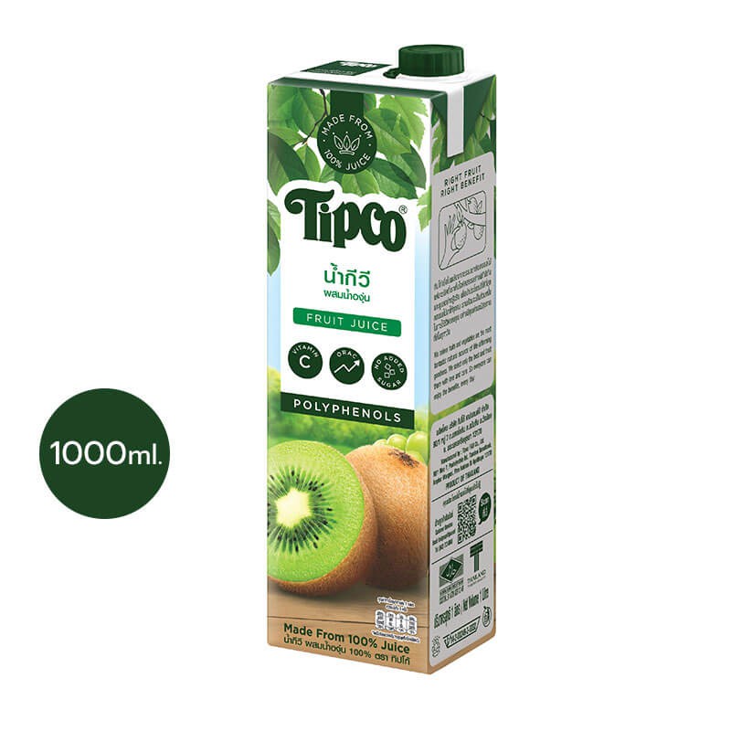 TIPCO น้ำกีวี ผสมน้ำองุ่น Kiwi & Grape Juice 100% ขนาด 1,00