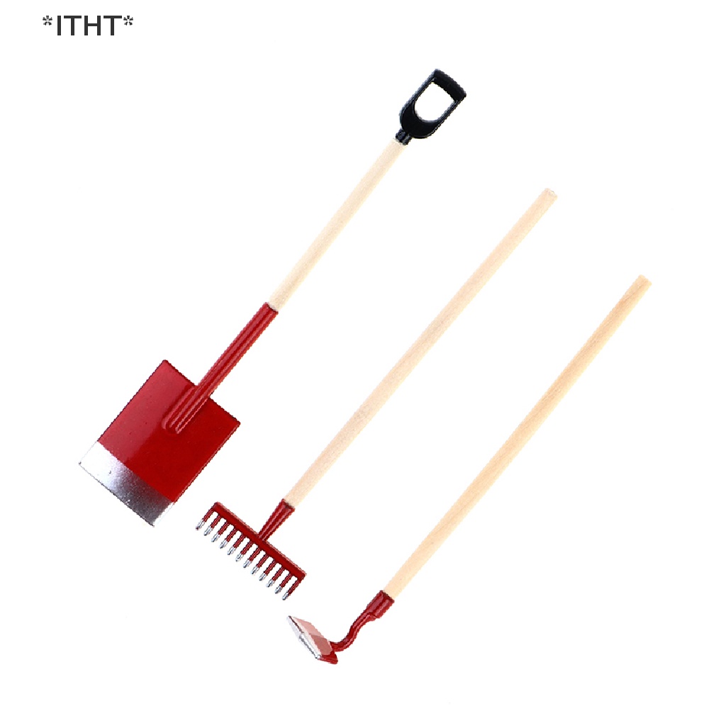 [[ITHT]] พลั่วคราดจิ๋ว 1:12 สําหรับตกแต่งบ้านตุ๊กตา 3 ชิ้น