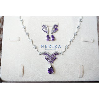 Neriza Jewelry ชุดเครื่องประดับเพชรสังเคราะห์เกรดพรีเมี่ยม ประกายไฟเทียบเท่าเพชรแท้ NZC029