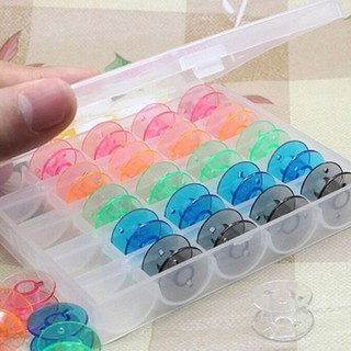 25 ชิ้น / กล่องผสม 5 สีจักรเย็บผ้า Spools Cores Bobbins เครื่องมือเย็บผ้า Winders