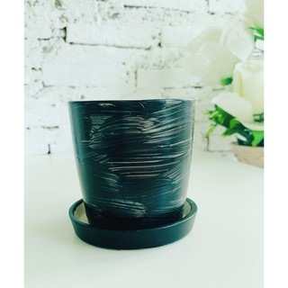 กระถางแคคตัส Black vintage 1 ใบพร้อมจานรอง