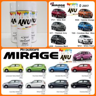 Spray ANU -I สีสเปรย์ พ่นรถยนต์ (กี่งเงา) MITSUBISHI MIRAGE (1 กระป๋อง)