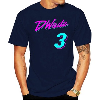 เสื้อยืดแขนสั้นลําลอง คอกลม ผ้าฝ้าย พิมพ์ลายการ์ตูน Dwyane Wade Miami Miami Vice City สําหรับผู้ชาย