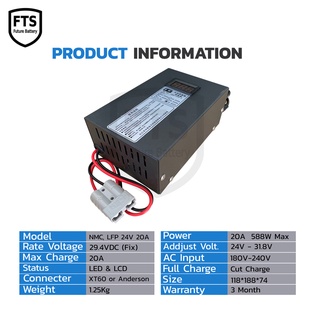 LifePo4, NMC Charger 29.4v 20A ที่ชาร์จแบตลิเธียม 29.4v 20A