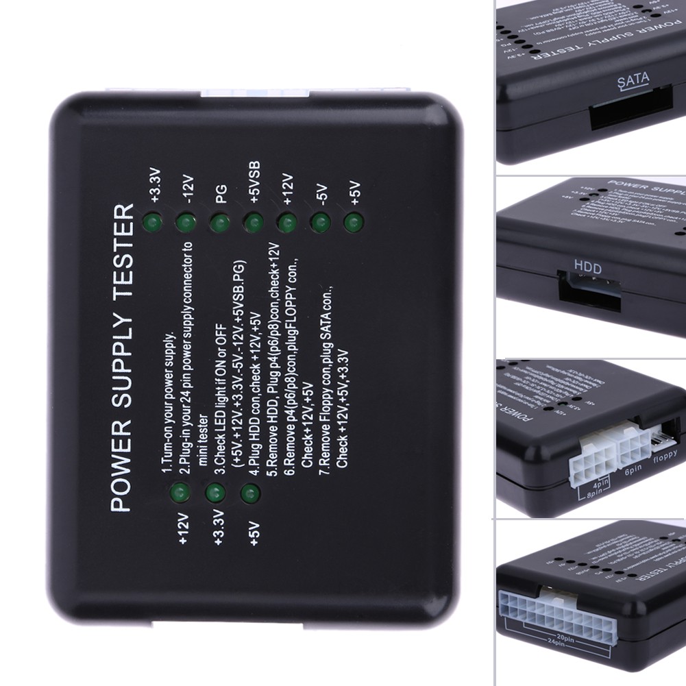 อุปกรณ์ทดสอบคอมพิวเตอร์ 20 / 24 Pin 4 PSU SATA HDD Power Supply Tester
