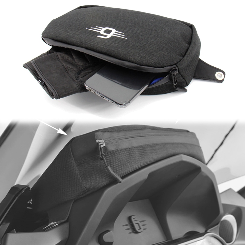 Sac De Rangement Pour Tête De Fourche Moto BMW K1600 - Noir Nylon - Modèles K1600B, GT, GTL, America