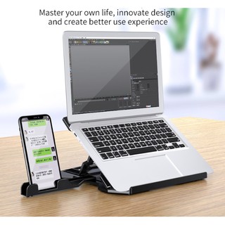 ที่วางโน๊ตบุ๊ค วางมือถือ รุ่นอัพเกรดฐานหมุนได้ 360 องศา   NOTEBOOK STAND  ROTATE 360 WITH PHONE HOLDER N2