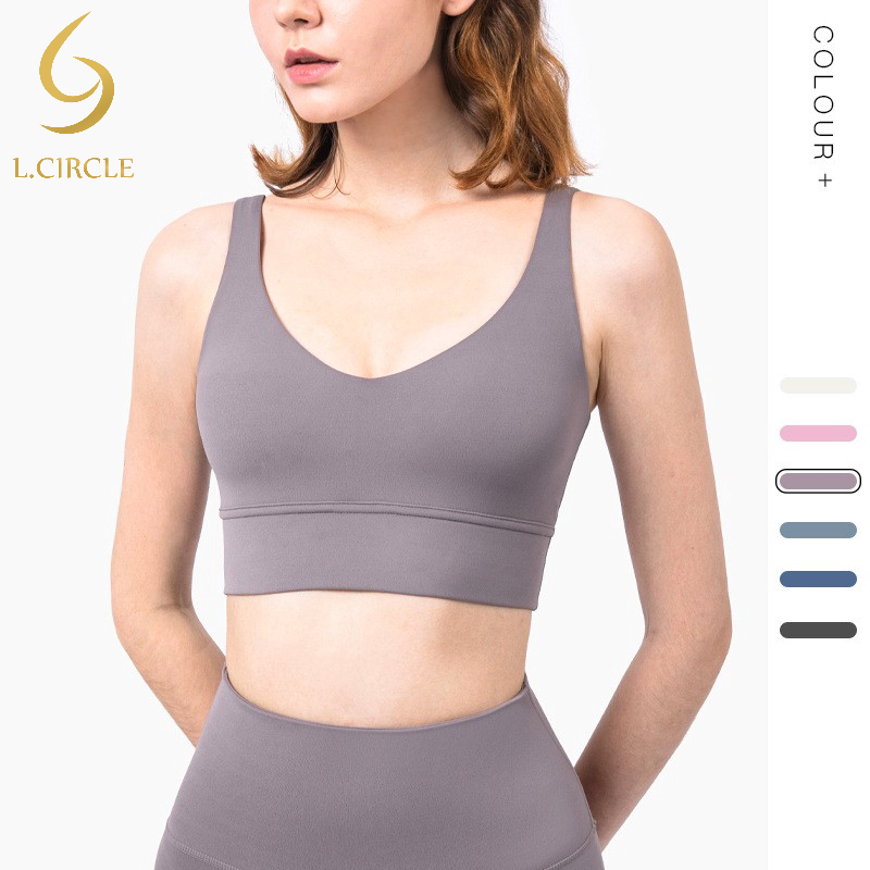 L.CIRCLENew Arrival Deep V Sexy Vest สปอร์ตบรา Push Up Shakeproof Gym Yoga bra