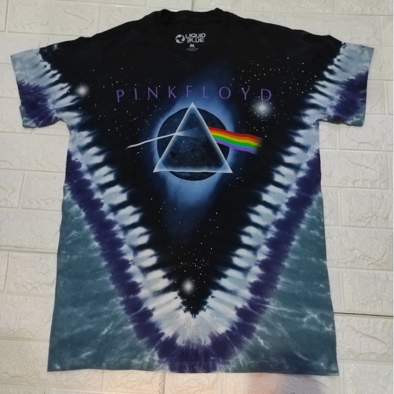 เสื้อยืดมัดย้อมวง Pink Floyd dark side of the moon ลิขสิทธิ์แท้ Liquid blue.
