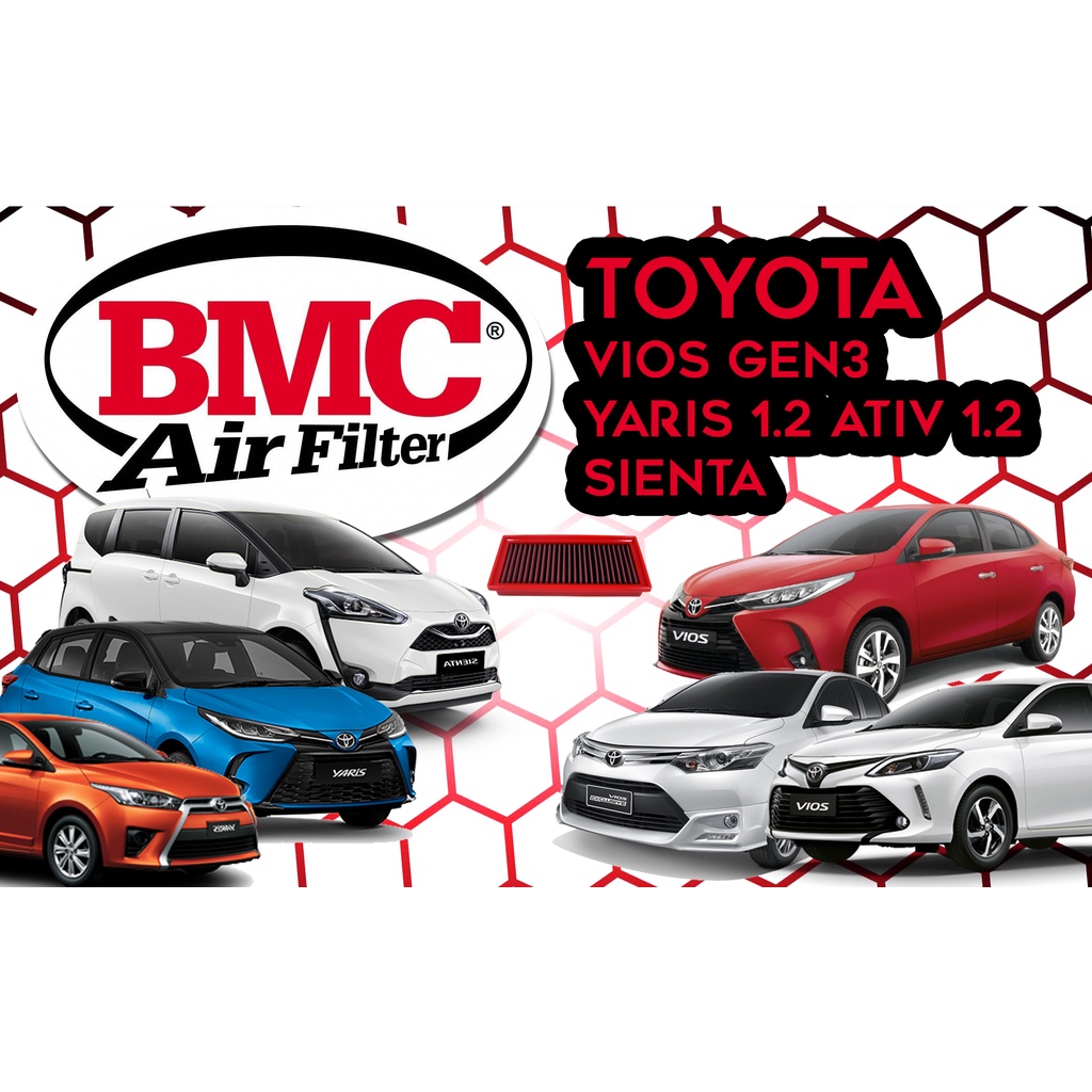 กรองอากาศ BMC Toyota Vios gen3, Yaris Eco 1.2, Yaris Ativ, Sienta (Made in Italy)
