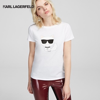 สไตล์ใหม่ Karl Lagerfeld - K/IKONIK CHOUPETTE T-SHIRT เสื้อยืดผู้หญิง ผ้าฝ้ายแท้