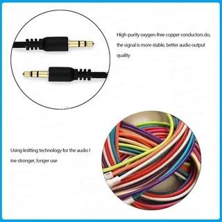 สายเคเบิ้ล AUX /หัว 3.5mm 1เมตร /สายเชือกถักหัวขาว คละสี รองรับกับลำโพง