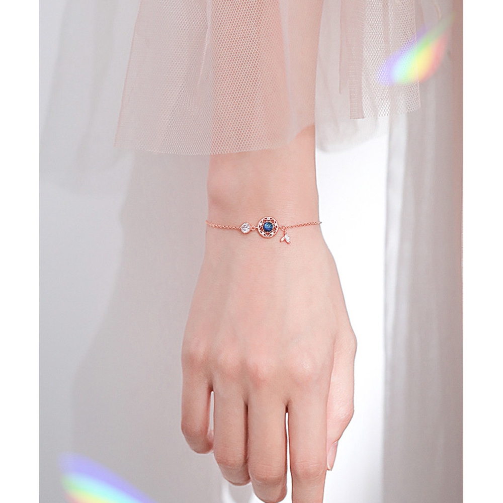 สร้อยข้อมือโซ่เงิน S925 จี้รูปตาข่ายดักฝัน ประดับเพชร สำหรับผู้หญิง