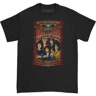 เสื้อยืดผ้าฝ้ายCOTTON aerosmith เสื้อยืดผู้ชาย let rock rule สีดำ plus size classic sportwear ของขวัญวันเกิดS-5XL