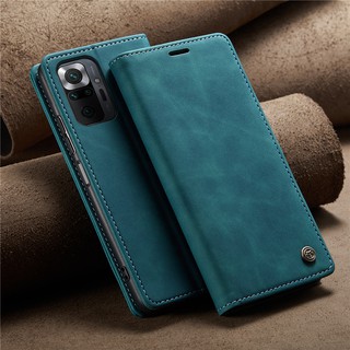 เคสหนังฝาพับเคสโทรศัพท์หนังฝาพับพร้อมช่องใส่บัตรสําหรับXiaomi Redmi Note 10 Pro Note10 4G Vintage frosted Card Slot Phone Case Soft Business PU Leather Frosted leather case Flip Cover Luxury TPU Stand Holder Casing