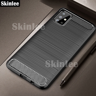 For Samsung Galaxy M51 Soft Case Brushed Carbon Fiber Texture Cover Casing for Samsung M51 Wire Drawing Housing