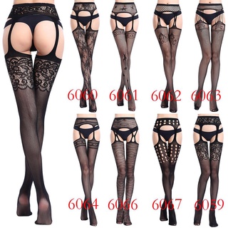 เสือผ้าแฟชันผู้หญิง Sexy Womens Lingerie Net Lace Top Garter Belt Thigh Stocking Pantyhose