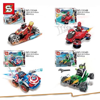 🔥ในสต็อก🔥S ยี่ห้อ SY1314 Hero Assemble รถแข่ง 4-in-1 Combo Set ประกอบบล็อก