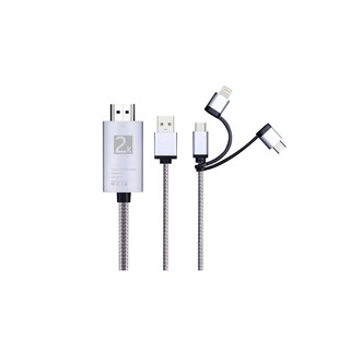 สาย HDTV 3in1 Adapter Cable, Lighting/Type-C/Micro USB to HDMI