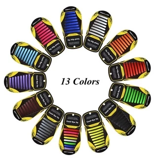 16 ชิ้นซิลิโคนยืดหยุ่นไม่มีเชือกผูกรองเท้าผูก