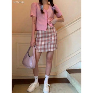 skirtกระโปรง☸☽้Bentoy*พร้อมส่ง*กระโปรงทรงเอเอวสูงสั้นเนื้อเข่าลายสก็อตสุดฮิตIG (NO.6083）