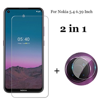 2-in-1 ฟิล์มกระจกนิรภัยกันรอยเลนส์กล้อง ด้านหลัง 9H 2.5D สําหรับ Nokia 5.4 6.39 นิ้ว