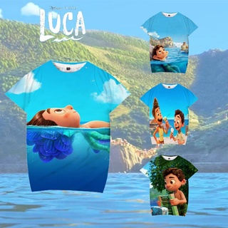 Disney Pixar Cartoon Movie Luca Summer Fashion Children T-shirt Cosplay Short Sleeve Tops Casual Loose Shirt gift