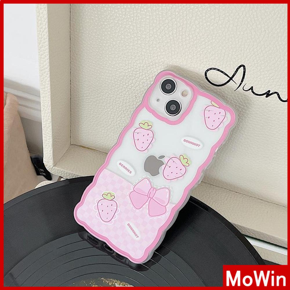 iPhone Case Silicone Soft Case Clear Case Wave Non-Slip Shockproof Camera Full Coverage Protection Pink Strawberry For iPhone 13 Pro Max iPhone 12 Pro Max iPhone 11 iPhone 7 Plus #8