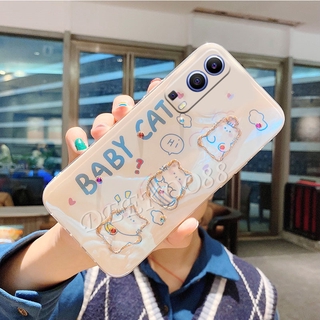 เคสโทรศัพท์ VIVO Y12A Y52 5G Y72 V20 SE Pro Casing Fashion Luxury Rhinestone Bling Glitter Soft Lovely Cartoon Cat Rabbit White Back Cover เคส วีโว่Y52 วีโว่Y12A Case