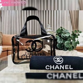 Chanel Beaute Clear Cosmetic Bag &amp; Chanel Towel Gift With Purchase (GWP) ของแท้ ราคาถูก