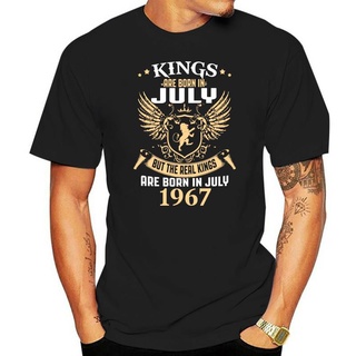 เสื้อยืดวินเทจเสื้อยืดแขนสั้น คอกลม พิมพ์ลาย Kings Legends Are Born In July 1967 แฟชั่นฤดูใบไม้ผลิ สําหรับผู้ชายS-5XL