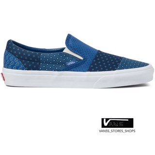 VANS SLIP ON TIE PRINT PATCHWORK TRUE NAVY TRUE WHITE  SNEAKERS สินค้ามีประกันแท้