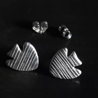 ตุ้มหูเงินแท้99.9% ตุ้มหูปลาเงิน fish silver earrings handmade in silver 99.9 % , Chiang Mai