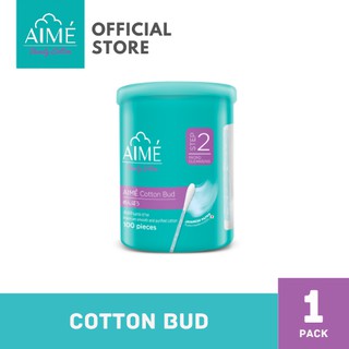 AIME Cotton Bud 100sticks, เอเม่ คอตตอนบัตหัวกลม ก้านกระดาษนำเข้าจากญี่ปุ่น (1กล่อง) (100ก้าน/กล่อง)