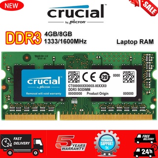 Crucial หน่วยความจําแล็ปท็อป RAM DDR3 DDR3L 4GB 8GB 1333 1600MHz SODIMM PC3-12800S