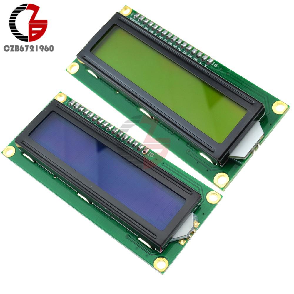 iic i2 c 1602 lcd display โมดูลสําหรับ arduino หน้าจอแสดงผล lcd - 1602 i 2 c สีฟ้าสีเหลือง 5v