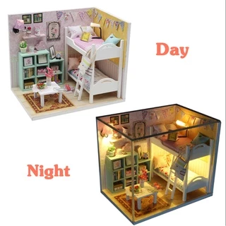 (🇹🇭พร้อมส่ง) บ้านจิ๋วDIY บ้านตุ๊กตา พร้อมครอบกันฝุ่น โมเดลบ้านตุ๊กตา ประกอบเอง ส่งไว