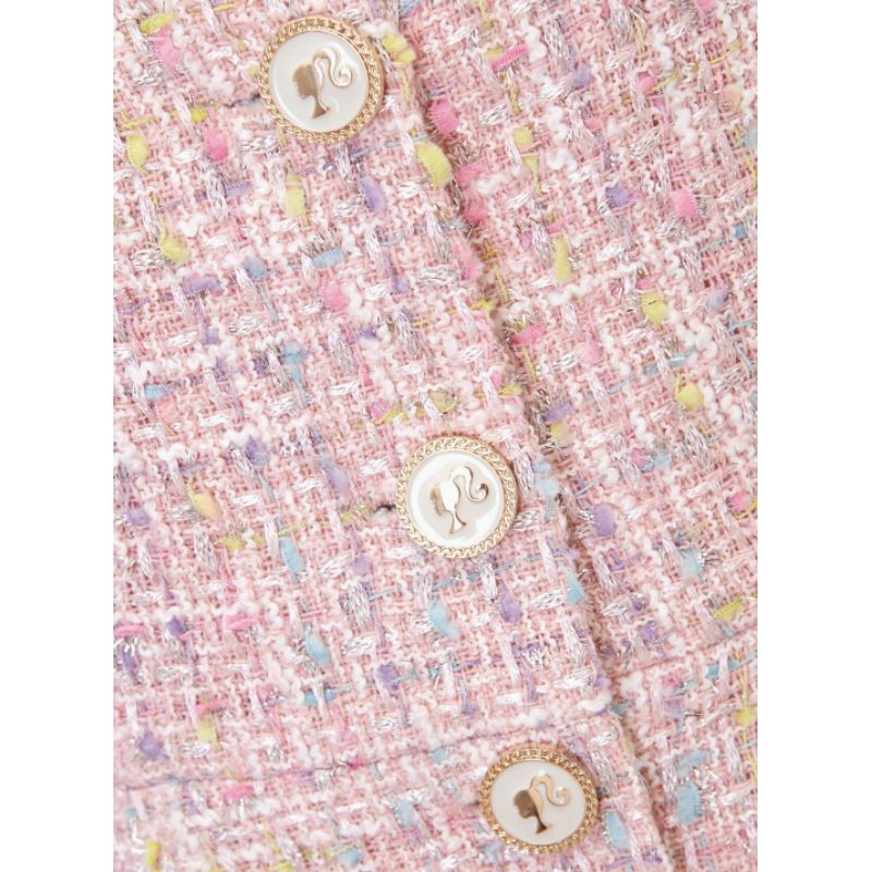 ลิขสิทธิ์แท้ Pomelo Barbie Pink Dress Tweed ทวิต ผ้าทวีต โพเมโล่ บาร์